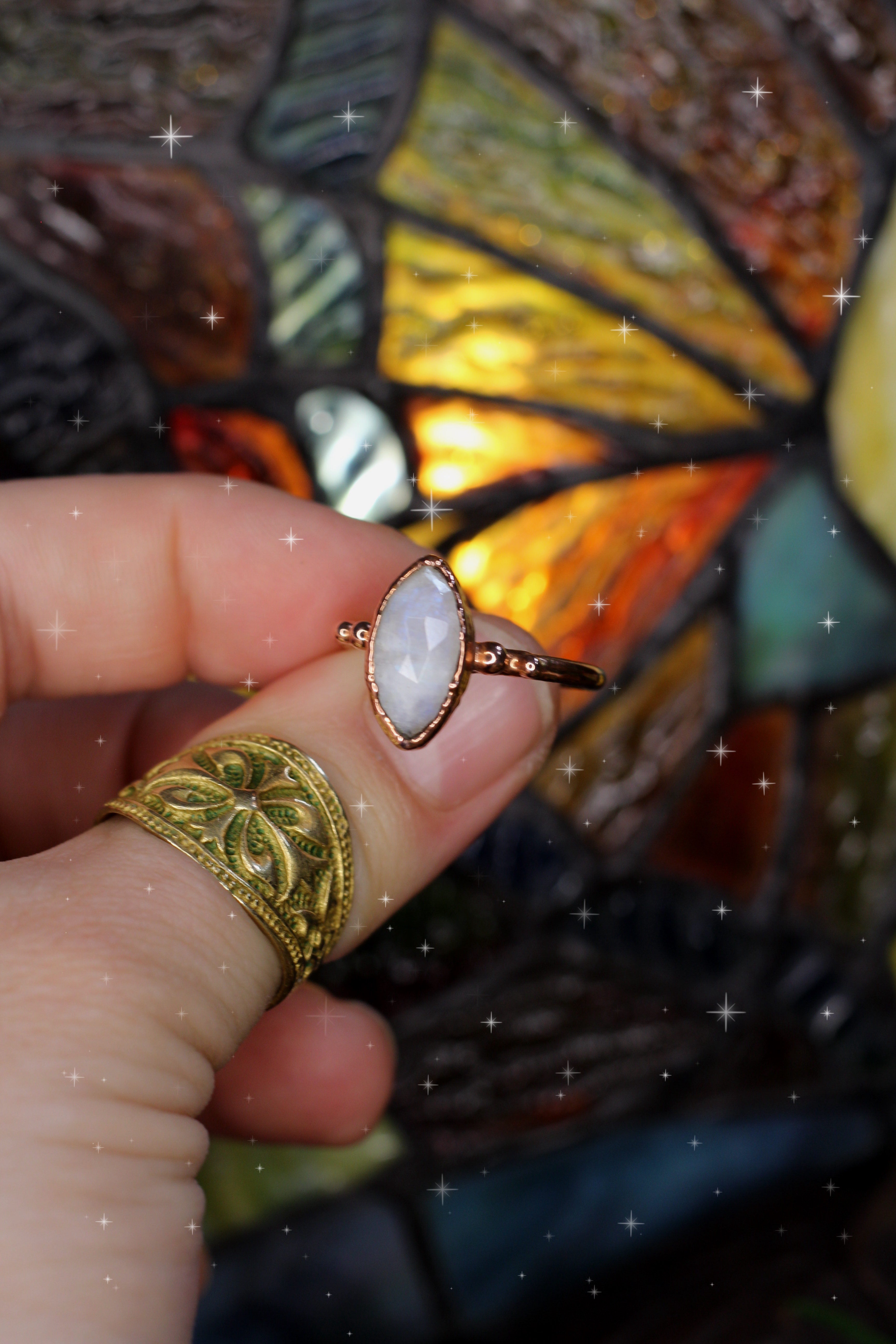 Rainbow Moonstone Ring