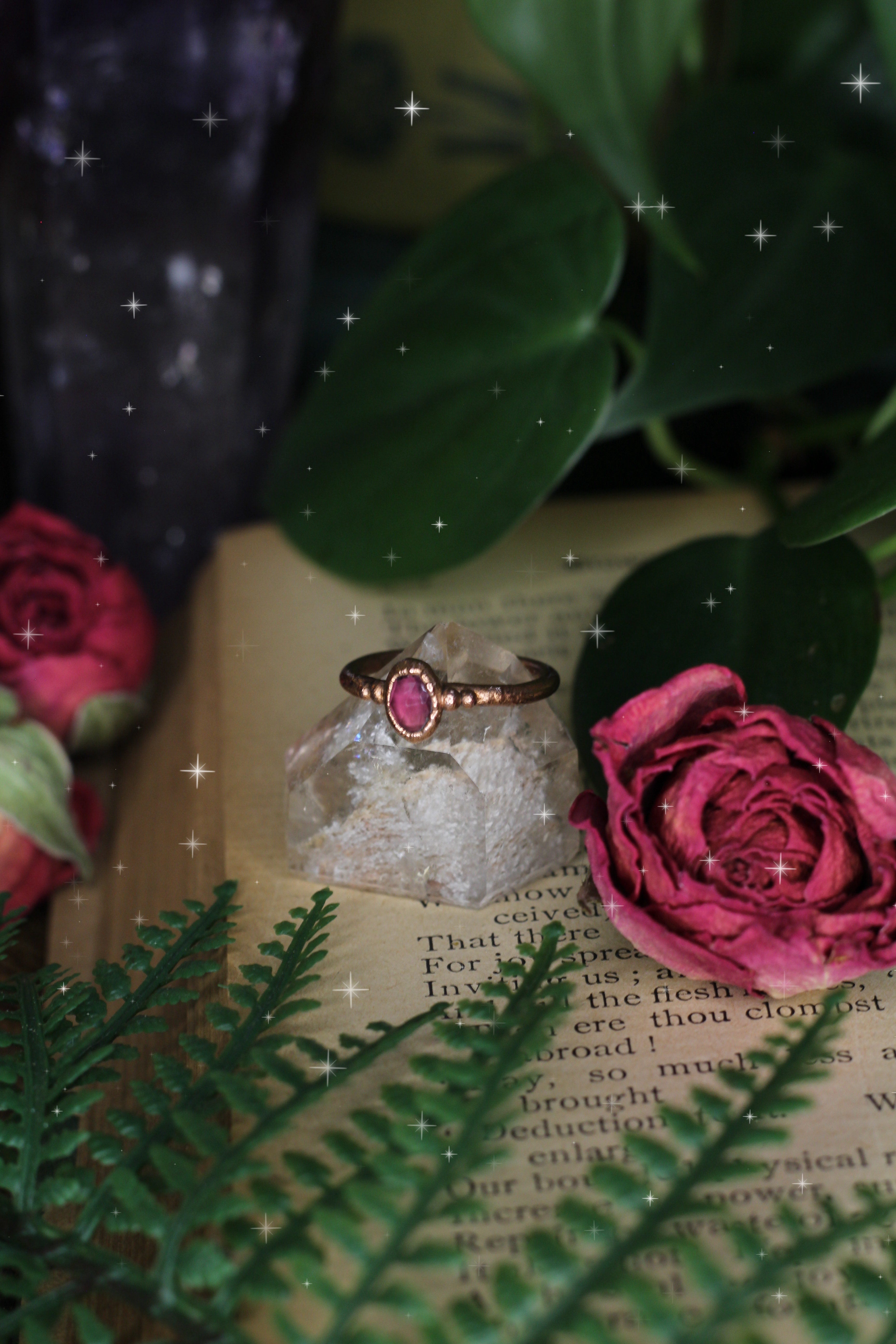 The tiniest Rhodolite Garnet Ring