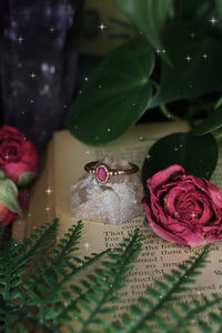 The tiniest Rhodolite Garnet Ring