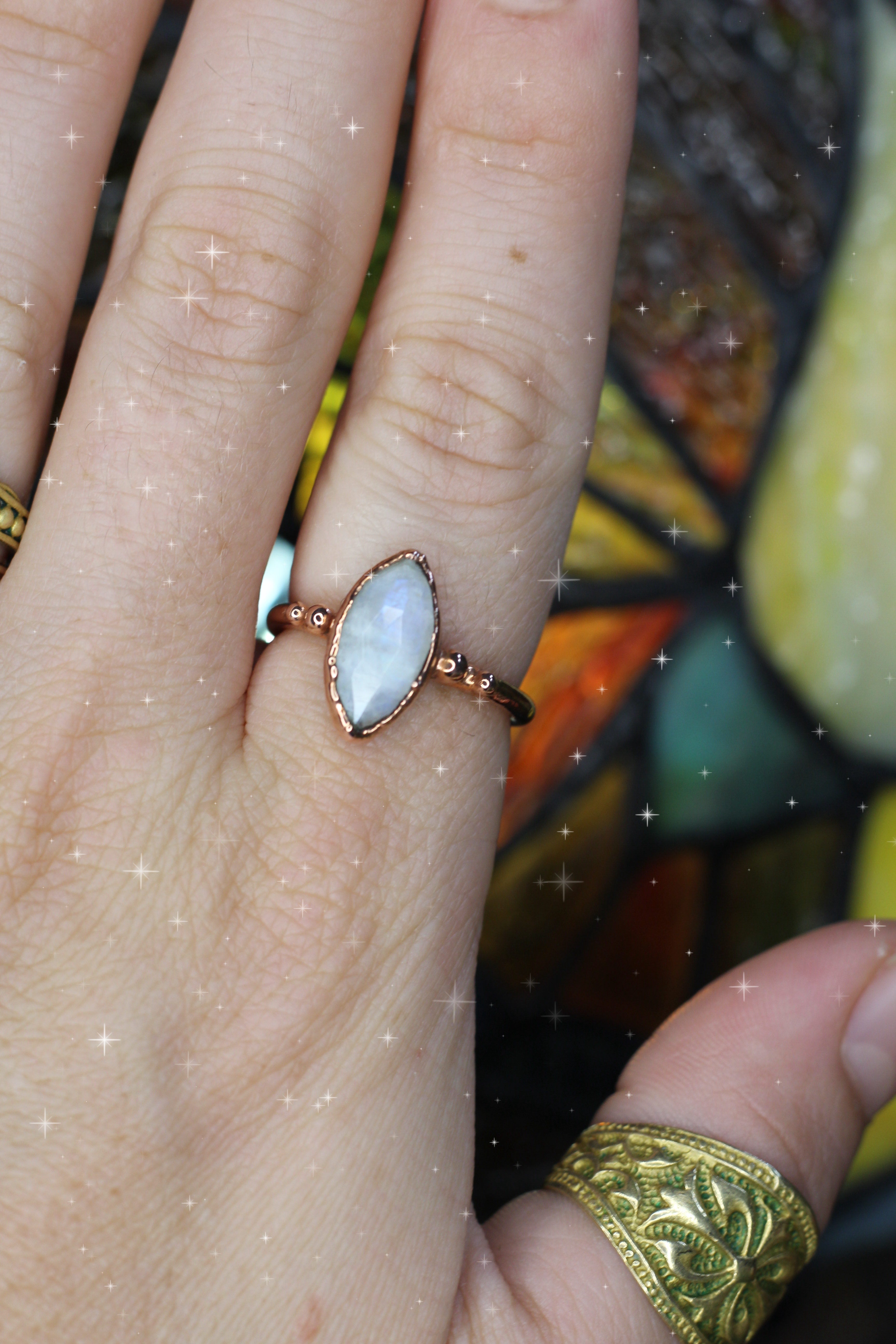 Rainbow Moonstone Ring