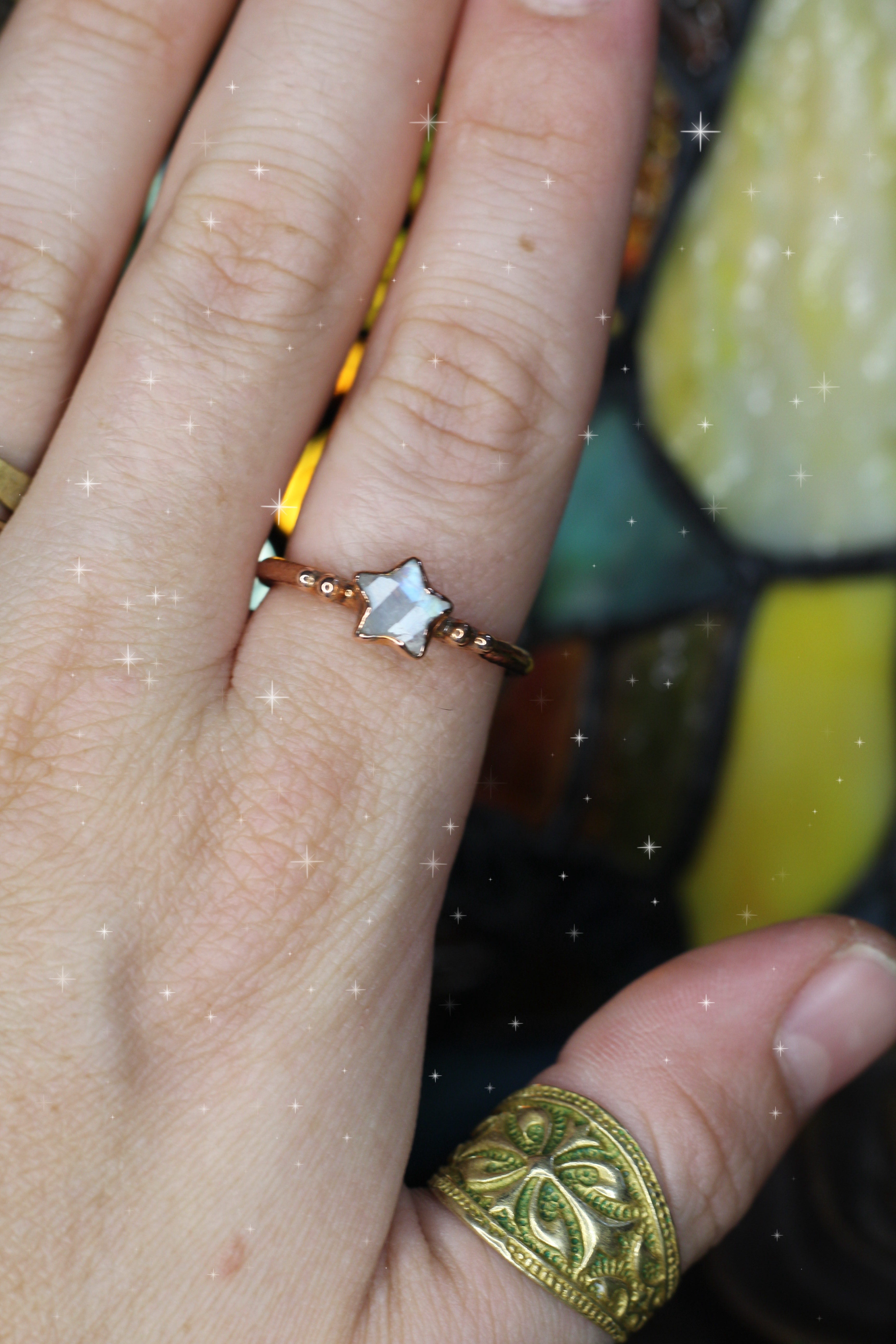 Moonstone Star Ring