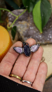 Carved Iolite & Lepidolite Necklace